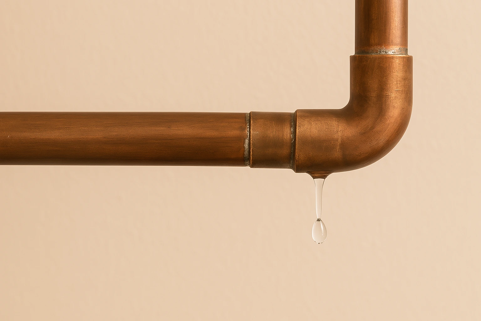 leaking pipe after damage from the pipe being frozen