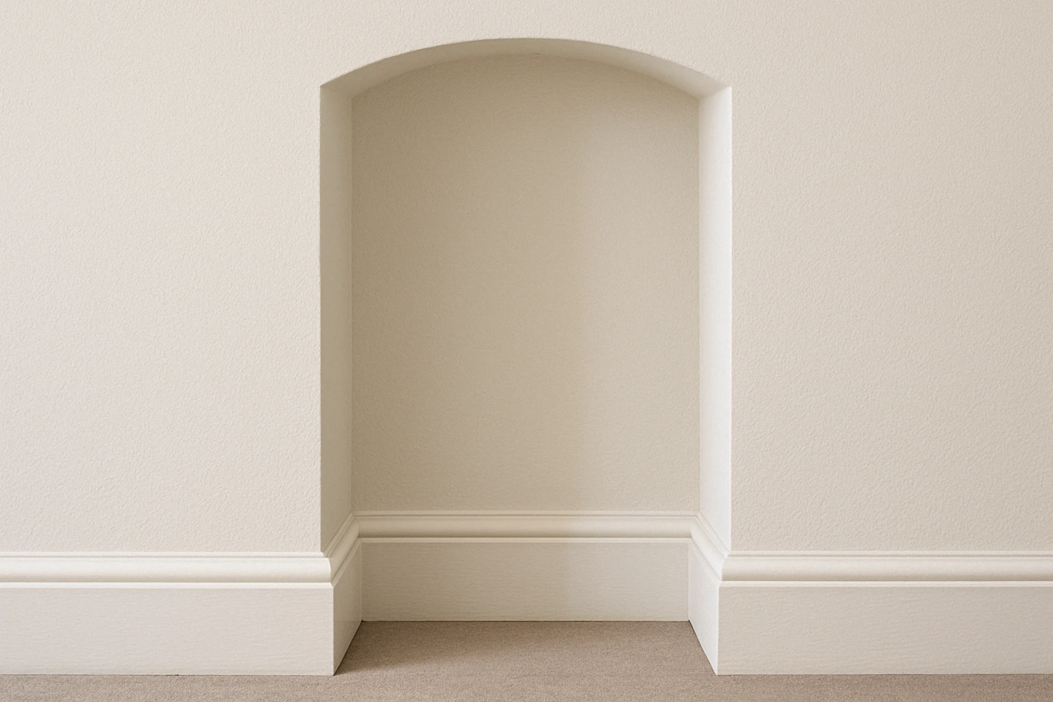 Alcove in a wall made and shaped with plasterboard