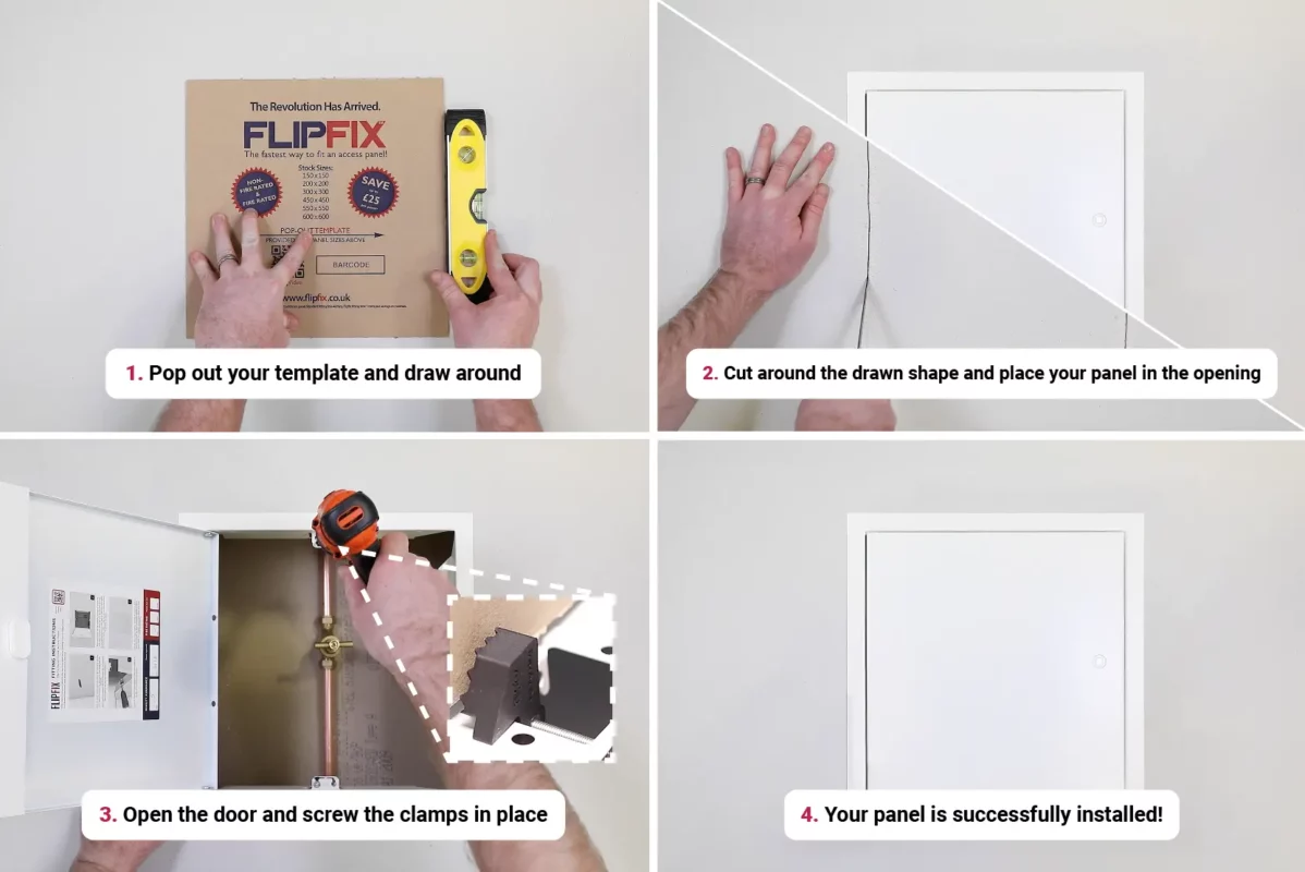 the installation process for FlipFix access panels