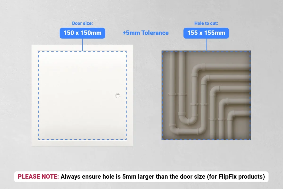 the hole tolerance required to install an inspection hatch